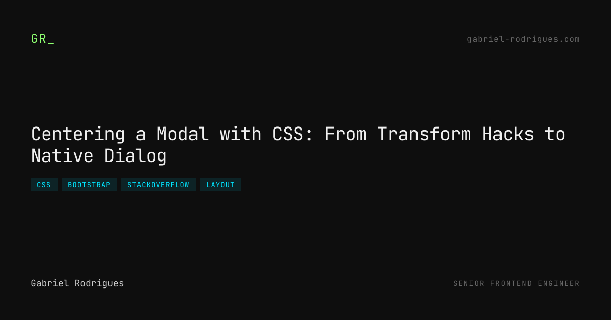 Centering a Modal with CSS: From Transform Hacks to Native Dialog ...