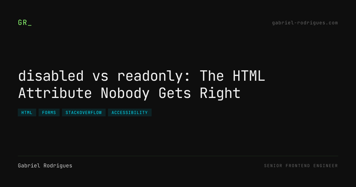 disabled vs readonly: The HTML Attribute Nobody Gets Right - Gabriel ...