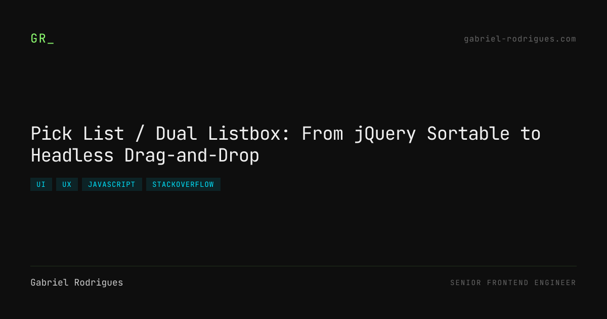 Pick List / Dual Listbox: From jQuery Sortable to Headless Drag-and ...